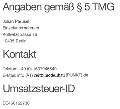Reitz Modellbau Imprint